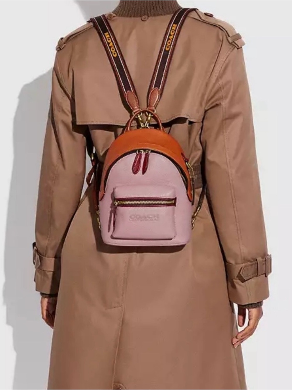 Coach Pink and Brown Pebbled Leather Mini Backpack - Picture 5 of 10